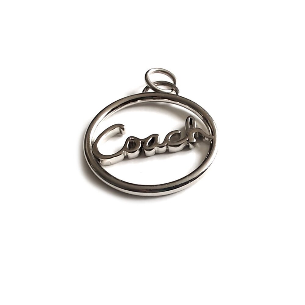 Coach Round Silver Hangtag with Script Coach Logo - image 2